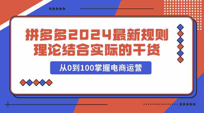 拼多多2024最新规则理论结合实际的干货，从0到100掌握电商运营-生财有道