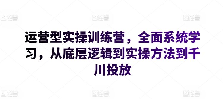 运营型实操训练营，全面系统学习，从底层逻辑到实操方法到千川投放-生财有道