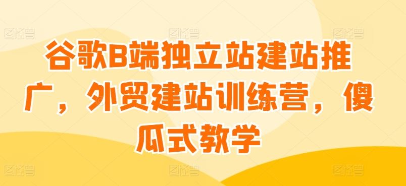 谷歌B端独立站建站推广，外贸建站训练营，傻瓜式教学-生财有道