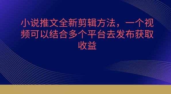 小说推文全新剪辑方法，一个视频可以结合多个平台去发布获取【揭秘】-生财有道