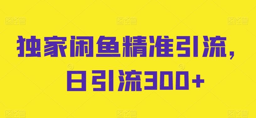独家闲鱼精准引流，日引流300+【揭秘】-生财有道