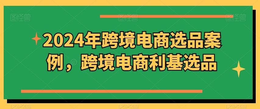 2024年跨境电商选品案例，跨境电商利基选品-生财有道