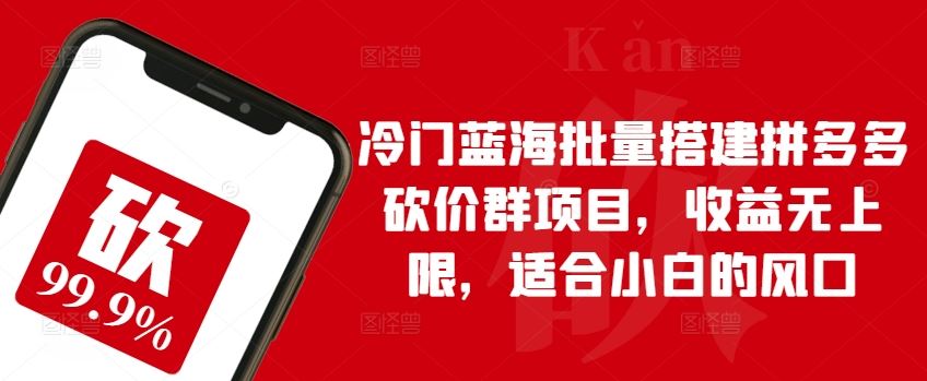 冷门蓝海批量搭建拼多多砍价群项目，收益无上限，适合小白的风口【揭秘】-生财有道