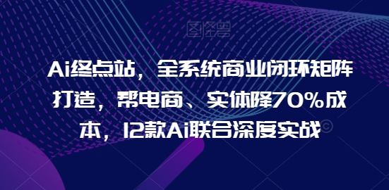 Ai终点站，全系统商业闭环矩阵打造，帮电商、实体降70%成本，12款Ai联合深度实战-生财有道