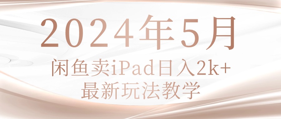 （10459期）2024年5月闲鱼卖ipad日入2k，最新玩法教学-生财有道