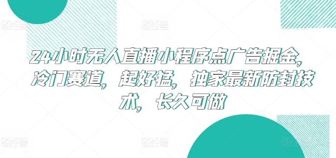 24小时无人直播小程序点广告掘金，冷门赛道，起好猛，独家最新防封技术，长久可做【揭秘】-生财有道