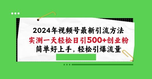2024年视频号最新引流方法，实测一天轻松日引100+创业粉，简单好上手，轻松引爆流量【揭秘】-生财有道