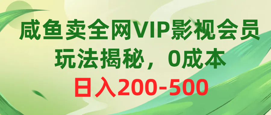 （10517期）咸鱼卖全网VIP影视会员，玩法揭秘，0成本日入200-500-生财有道