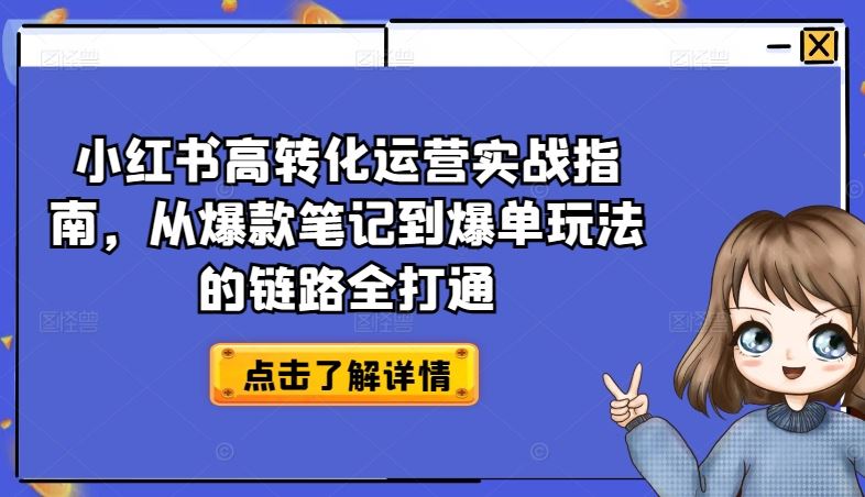 小红书高转化运营实战指南，从爆款笔记到爆单玩法的链路全打通-生财有道
