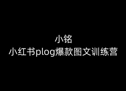 小铭-小红书plog爆款图文训练营，教你从0-1做小红书-生财有道