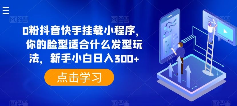 0粉抖音快手挂载小程序，你的脸型适合什么发型玩法，新手小白日入300+【揭秘】-生财有道