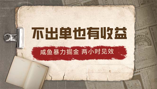 （10562期）2024咸鱼暴力掘金，不出单也有收益，两小时见效，当天突破500+-生财有道