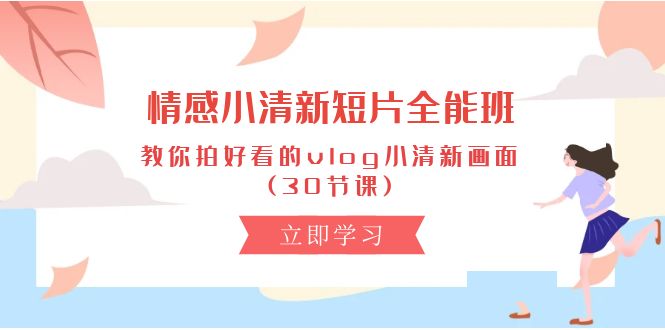 （10567期）情感 小清新短片-全能班，教你拍好看的vlog小清新画面 (30节课)-生财有道