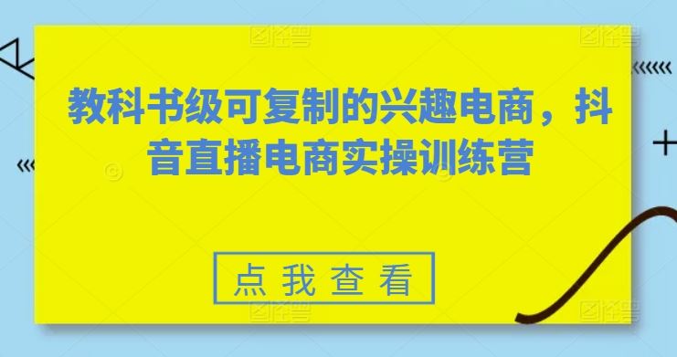 教科书级可复制的兴趣电商，抖音直播电商实操训练营-生财有道