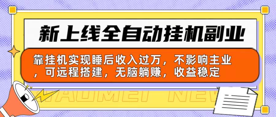 （10588期）新上线全自动挂机副业：靠挂机实现睡后收入过万，不影响主业可远程搭建…-生财有道