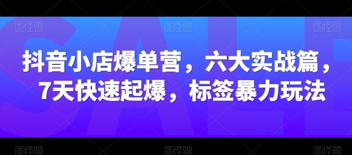 抖音小店爆单营，六大实战篇，7天快速起爆，标签暴力玩法-生财有道