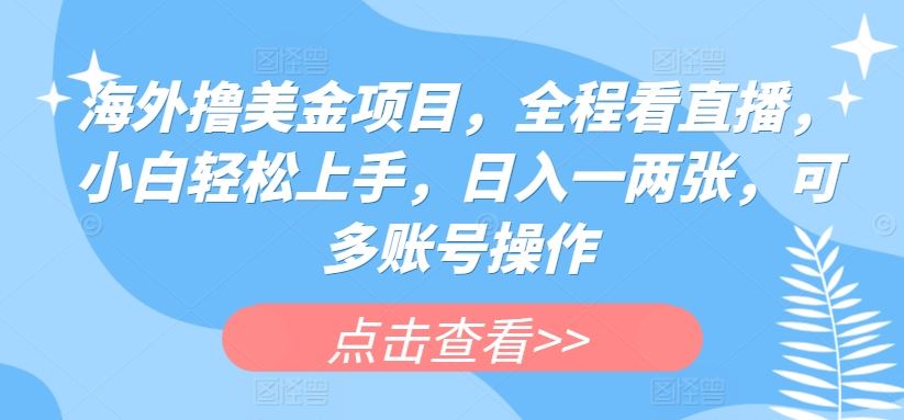 海外撸美金项目，全程看直播，小白轻松上手，日入一两张，可多账号操作【揭秘】-生财有道