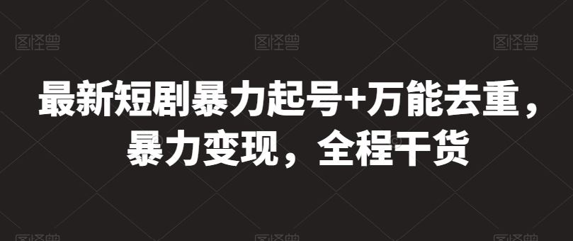 最新短剧暴力起号+万能去重，暴力变现，全程干货【揭秘】-生财有道