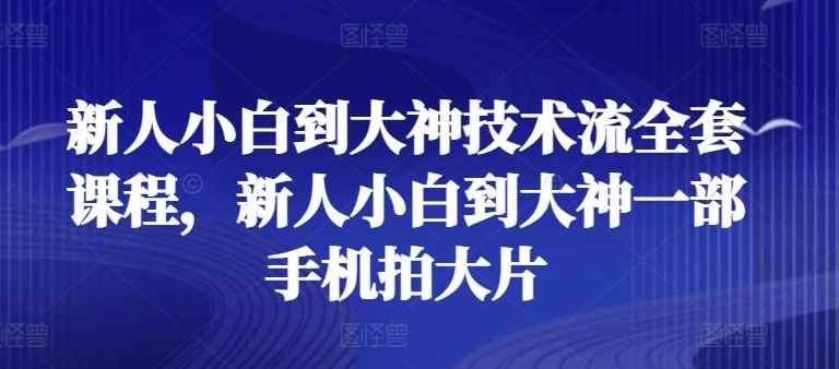 新人小白到大神技术流全套课程，新人小白到大神一部手机拍大片-生财有道