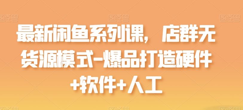 最新闲鱼系列课，店群无货源模式-爆品打造硬件+软件+人工-生财有道