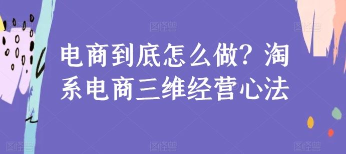 电商到底怎么做？淘系电商三维经营心法-生财有道