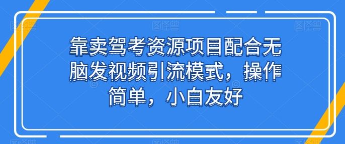 靠卖驾考资源项目配合无脑发视频引流模式，操作简单，小白友好【揭秘】-生财有道