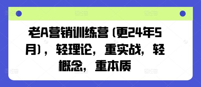 老A营销训练营(更24年5月)，轻理论，重实战，轻概念，重本质-生财有道