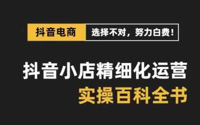 抖音小店精细化运营百科全书，保姆级运营实战讲解（更新）-生财有道