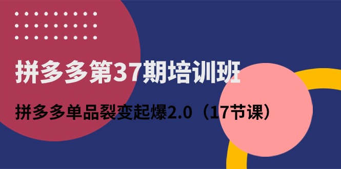 （10835期）拼多多第37期培训班：拼多多单品裂变起爆2.0（17节课）-生财有道