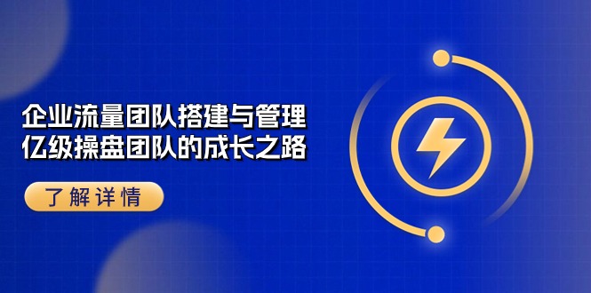 （10837期）企业 流量团队-搭建与管理，亿级 操盘团队的成长之路（28节课）-生财有道