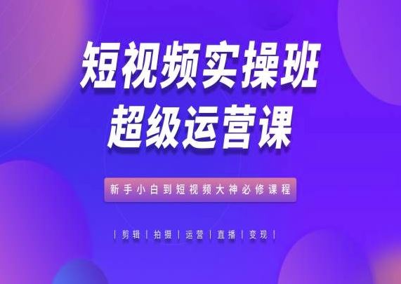短视频实操班超级运营课，新手小白到短视频大神必修课程-生财有道