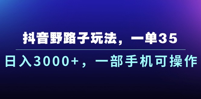 （10909期）抖音野路子玩法，一单35.日入3000+，一部手机可操作-生财有道