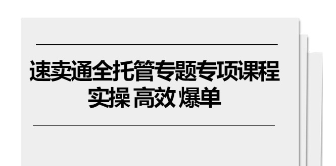 （10917期）速卖通 全托管专题专项课程，实操 高效 爆单（11节课）-生财有道