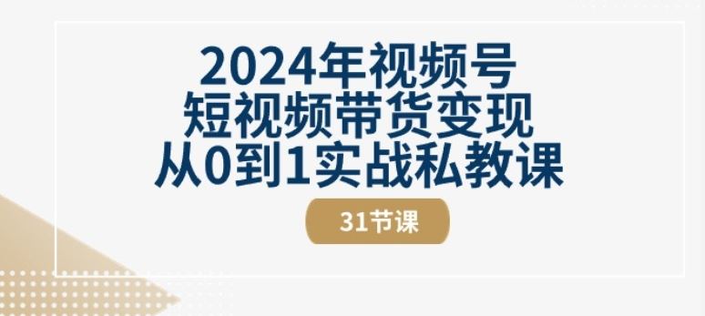 2024年视频号短视频带货变现从0到1实战私教课(31节视频课)-生财有道