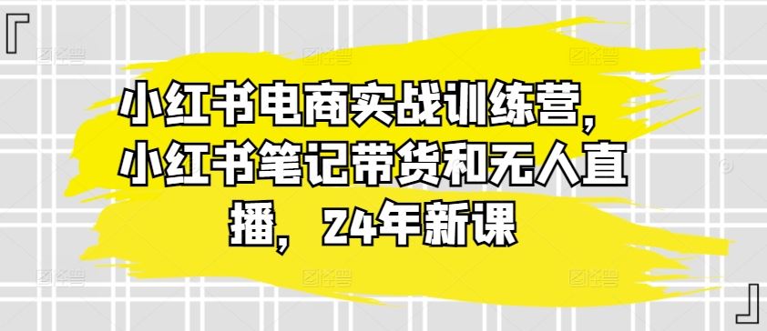 小红书电商实战训练营，小红书笔记带货和无人直播，24年新课-生财有道