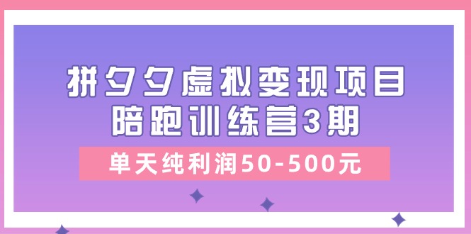 （11000期）某收费培训《拼夕夕虚拟变现项目陪跑训练营3期》单天纯利润50-500元-生财有道