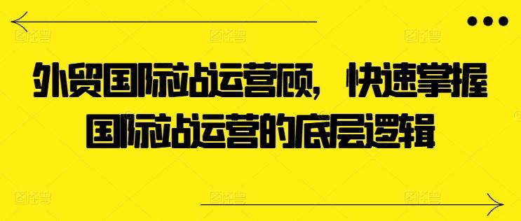 外贸国际站运营顾问，快速掌握国际站运营的底层逻辑-生财有道