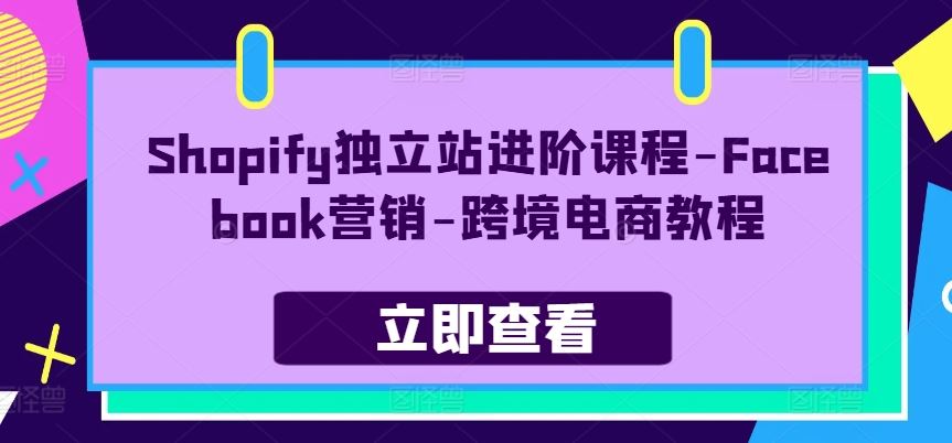 Shopify独立站进阶课程-Facebook营销-跨境电商教程-生财有道