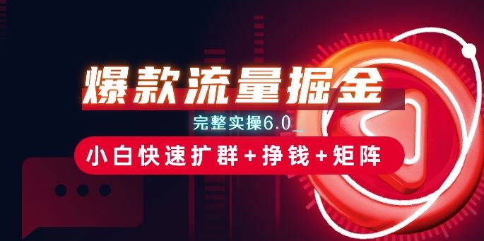 爆款流量掘金_完整实操6.0_小白快速扩群+挣钱+矩阵思路【揭秘】-生财有道