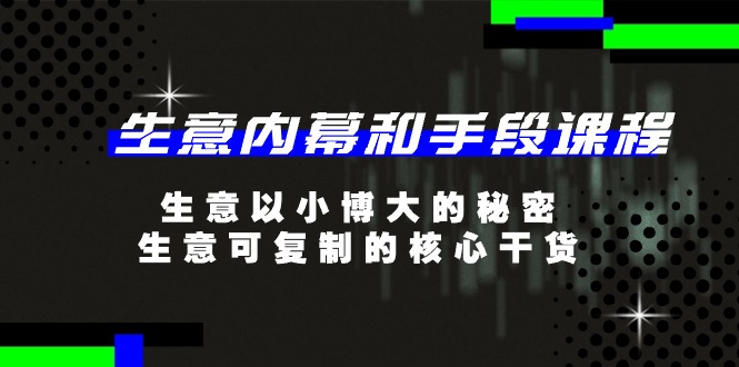 （11085期）生意 内幕和手段课程，生意以小博大的秘密，生意可复制的核心干货-20节-生财有道