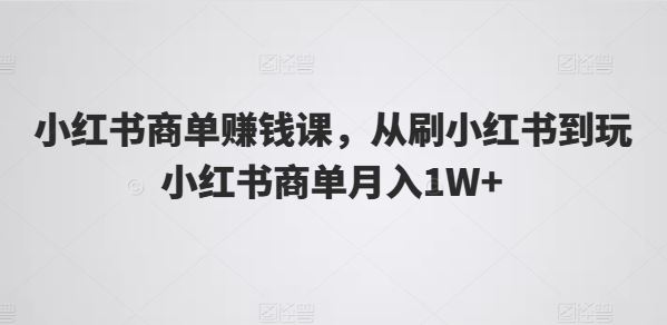 小红书商单赚钱课，从刷小红书到玩小红书商单月入1W+-生财有道