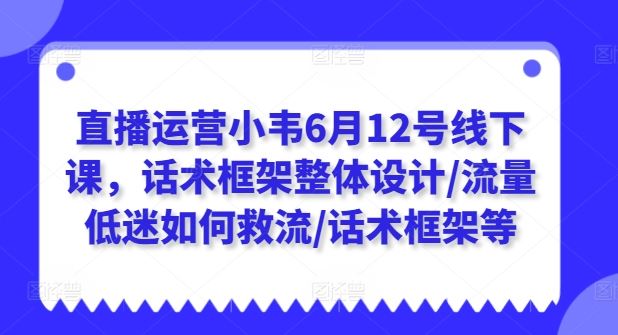 直播运营小韦6月12号线下课，话术框架整体设计/流量低迷如何救流/话术框架等-生财有道