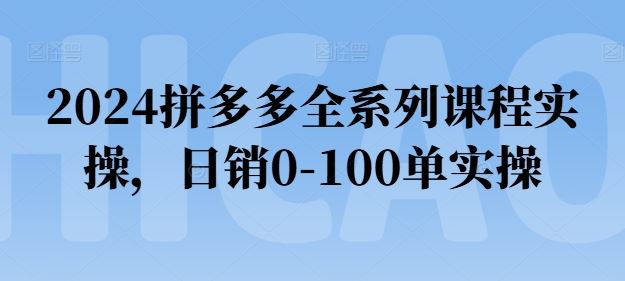 2024拼多多全系列课程实操，日销0-100单实操【必看】-生财有道