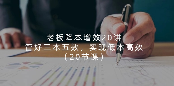 （11238期）老板 降本增效20讲，管好 三本五效，实现低本高效（20节课）-生财有道