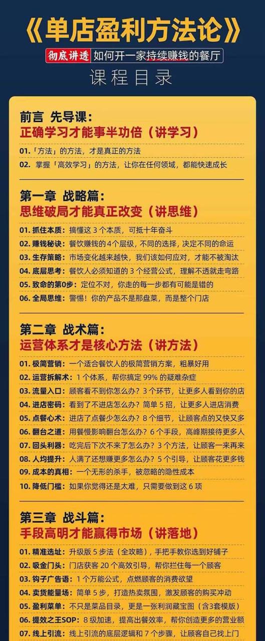 （11277期）餐饮店盈利实操方法：教你怎样开一家持续能赚钱的餐厅（25节）-生财有道