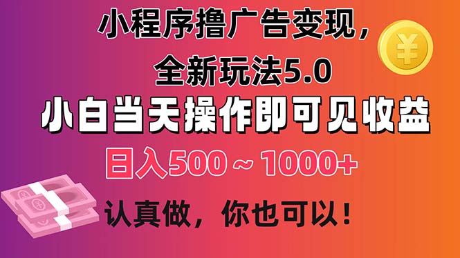 （11290期）小程序撸广告变现，全新玩法5.0，小白当天操作即可上手，日收益 500~1000+-生财有道