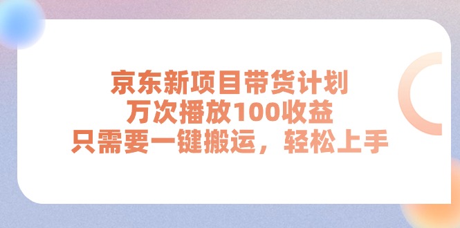 （11300期）京东新项目带货计划，万次播放100收益，只需要一键搬运，轻松上手-生财有道