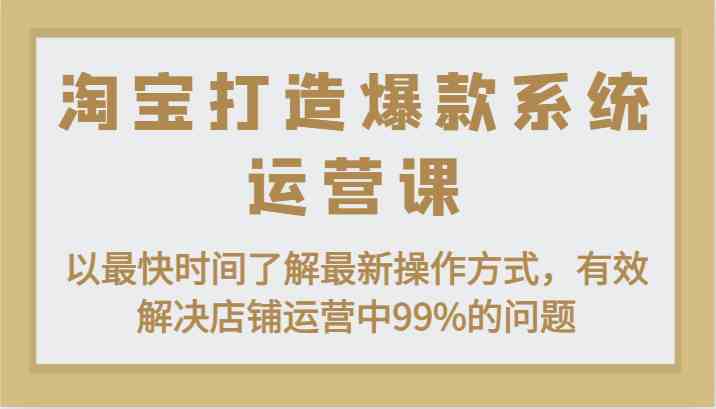 淘宝打造爆款系统运营课：以最快时间了解最新操作方式，有效解决店铺运营中99%的问题-生财有道