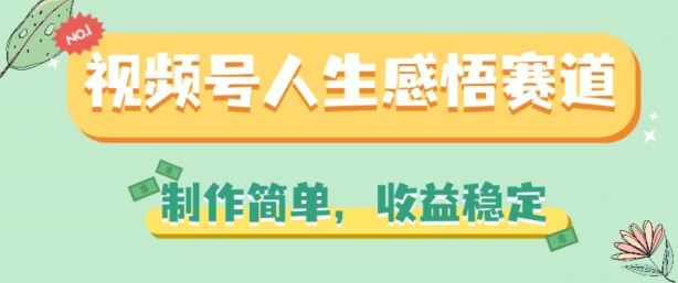 视频号人生感悟赛道，制作简单，收益稳定【揭秘】-生财有道