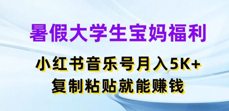 暑假大学生宝妈福利，小红书音乐号月入5000+，复制粘贴就能赚钱【揭秘】-生财有道